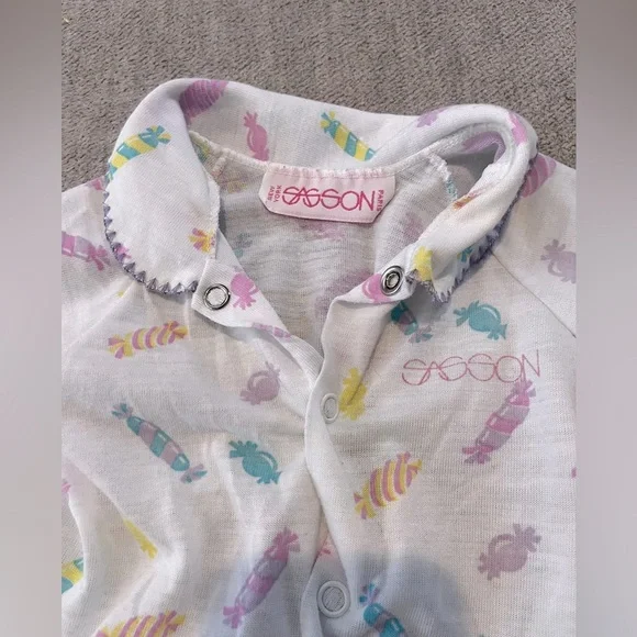 Vintage 80s Sasson Baby Candy Print Onesie 0-3M - Picture 3 of 4